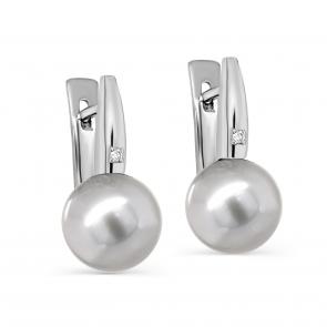 Серьги из белого золота KABAROVSKY с бриллиантом и жемчугом K12-11709-21000 фото