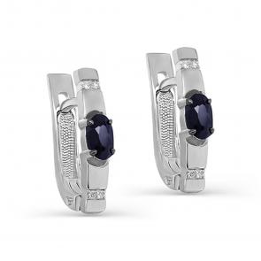 Серьги из белого золота KABAROVSKY с бриллиантом и сапфиром K12-11747-11100 фото