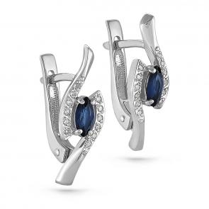 Серьги из белого золота KABAROVSKY с бриллиантом и сапфиром K12-1186-1100 фото