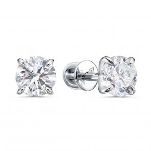 Серьги из белого золота KABAROVSKY с бриллиантом выращенным K12-12179-14300 фото