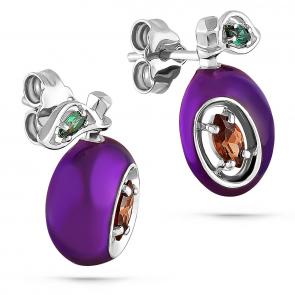 Серебряные серьги KABAROVSKY с эмалью и Swarovski K12-123-0926 фото