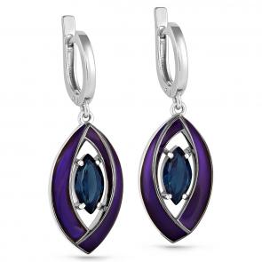 Серебряные серьги KABAROVSKY с ситаллом цвета Лондон топаз и эмалью K12-156-52126 фото