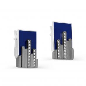 Серебряные серьги KABAROVSKY с фианитом и эмалью K12-158-7907 фото