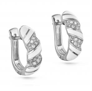 Серьги из белого золота KABAROVSKY с бриллиантом и эмалью K12-1590-1010 фото