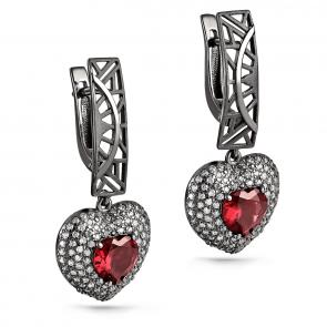 Серебряные серьги KABAROVSKY с фианитом, керамикой и родолитом K12-175-2189 фото