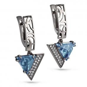 Серебряные серьги KABAROVSKY с фианитом, ситаллом и керамикой K12-180-52189 фото