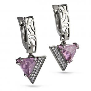 Серебряные серьги KABAROVSKY с фианитом, ситаллом и керамикой K12-180-52389 фото