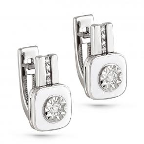 Серьги из белого золота KABAROVSKY с бриллиантом и эмалью K12-1804-1010 фото
