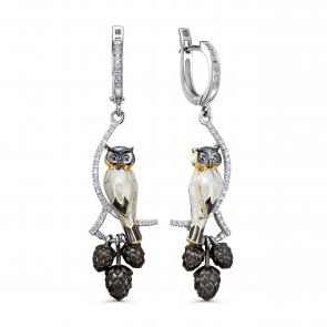 Серьги из белого золота KABAROVSKY с бриллиантом и эмалью K12-1822-1001 фото