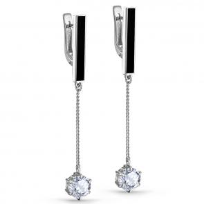 Серебряные серьги KABAROVSKY с фианитом и эмалью K12-185-7902 фото