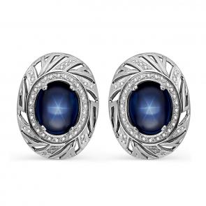 Серебряные серьги KABAROVSKY с звездчатым сапфиром и фианитом swarovski K12-188-1400 фото