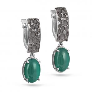 Серебряные серьги KABAROVSKY с фианитом и ониксом K12-189-1989 фото