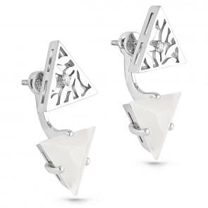 Серьги из белого золота KABAROVSKY с бриллиантом и агатом K12-1996-1700 фото