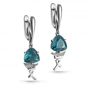 Серебряные серьги KABAROVSKY с фианитом и ситаллом K12-207-7000 фото