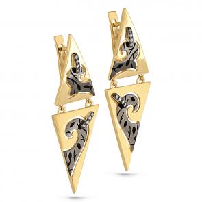 Серьги из лимонного золота KABAROVSKY с бриллиантом и эмалью K12-21008-1002 фото