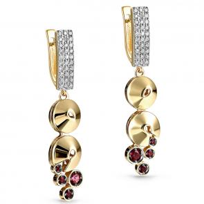 Серьги из лимонного золота KABAROVSKY с бриллиантом и топазом Swarovski K12-21131-2500 фото