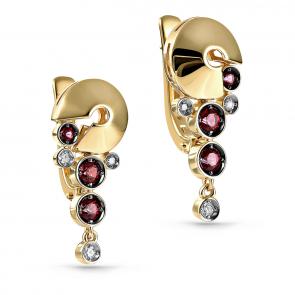 Серьги из лимонного золота KABAROVSKY с бриллиантом и топазом Swarovski K12-21133-2500 фото