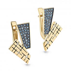 Серьги из лимонного золота KABAROVSKY с бриллиантом, эмалью и Лондон топазом K12-21151-2302 фото