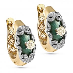 Золотые серьги KABAROVSKY с бриллиантом и эмалью K12-21195-9213 фото