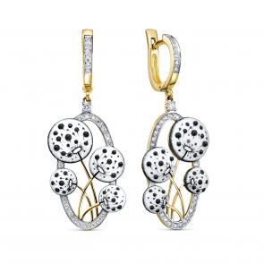 Серьги из лимонного золота KABAROVSKY с бриллиантом и финифтью K12-21229-1022 фото