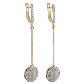 Серьги из лимонного золота KABAROVSKY с бриллиантом и лунным камнем K12-21302-8700 фото