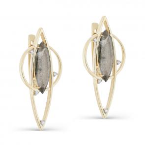 Серьги из лимонного золота KABAROVSKY с бриллиантом и лабрадоритом K12-21379-6500 фото
