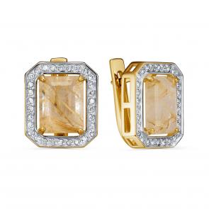 Серьги из лимонного золота KABAROVSKY с бриллиантом и кварцем K12-21429-5100 фото