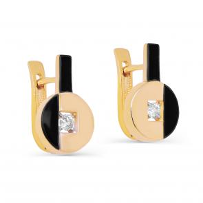 Серьги из лимонного золота KABAROVSKY с бриллиантом и эмалью K12-21453-1002 фото