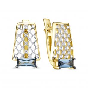 Серьги из лимонного золота KABAROVSKY с бриллиантом и Лондон топазом K12-21568-2300 фото