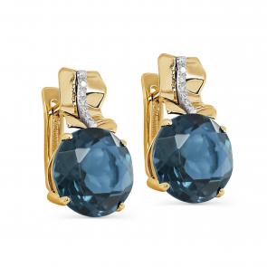 Серьги из лимонного золота KABAROVSKY с бриллиантом и Лондон топазом K12-21571-2300 фото