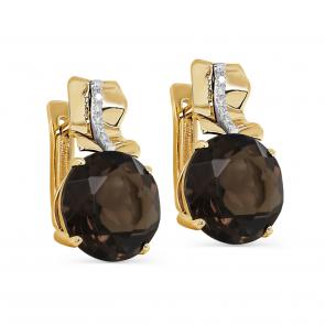 Серьги из лимонного золота KABAROVSKY с бриллиантом и раухтопазом K12-21571-2800 фото