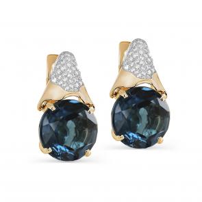 Серьги из лимонного золота KABAROVSKY с бриллиантом и Лондон топазом K12-21572-2300 фото