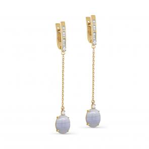 Серьги из лимонного золота KABAROVSKY с бриллиантом и агатом K12-21595-4000 фото