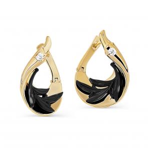 Серьги из лимонного золота KABAROVSKY с бриллиантом и керамикой K12-21606-1089 фото