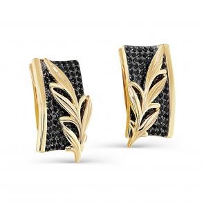 Серьги из лимонного золота KABAROVSKY с чёрным бриллиантом K12-21615-3089 фото