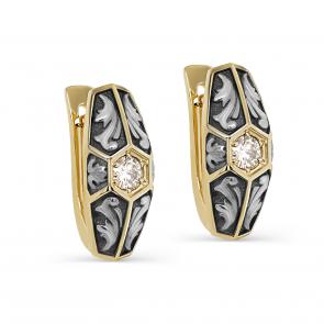 Серьги из лимонного золота KABAROVSKY с бриллиантом K12-21654-9289 фото