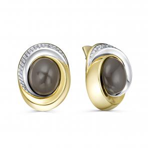 Серьги из лимонного золота KABAROVSKY с бриллиантом и лунным камнем K12-21657-8700 фото