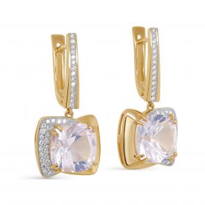 Серьги из лимонного золота KABAROVSKY с бриллиантом и кварцем K12-21670-10200 фото