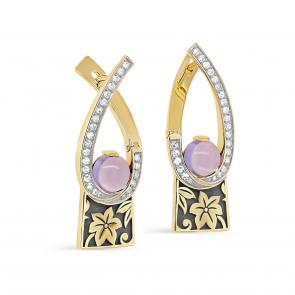 Серьги из лимонного золота KABAROVSKY с аметистом и бриллиантом K12-21673-5389 фото
