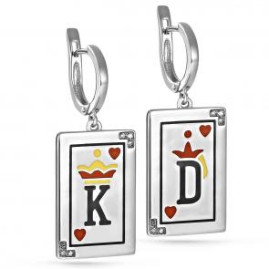 Серебряные серьги KABAROVSKY с бриллиантом и эмалью K12-217-1001 фото