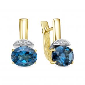 Серьги из лимонного золота KABAROVSKY с бриллиантом и Лондон топазом K12-21725-2300 фото