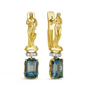 Серьги из лимонного золота KABAROVSKY с бриллиантом и Лондон топазом K12-21752-2300 фото