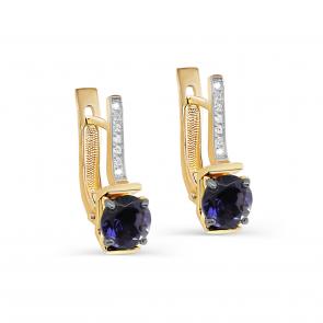 Серьги из лимонного золота KABAROVSKY с бриллиантом и иолитом K12-21796-21300 фото