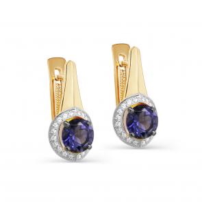 Золотые серьги KABAROVSKY с бриллиантом и иолитом K12-21797-21300 фото