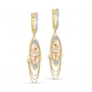 Серьги из лимонного золота KABAROVSKY с бриллиантом и перламутром K12-21838-6200 фото