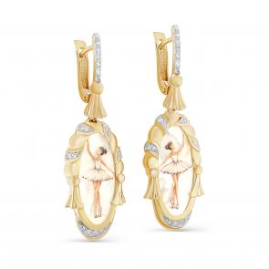 Серьги из лимонного золота KABAROVSKY с бриллиантом и перламутром K12-21839-6200 фото