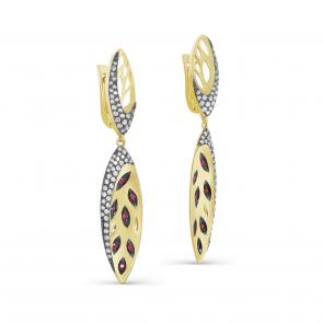 Серьги из лимонного золота KABAROVSKY с бриллиантом и рубином K12-21859-3489 фото