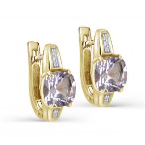 Серьги из лимонного золота KABAROVSKY с бриллиантом и кварцем K12-21872-12000 фото