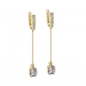 Серьги из лимонного золота KABAROVSKY с бриллиантом и кварцем K12-21873-12000 фото