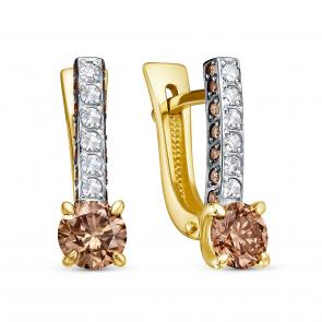 Серьги из лимонного золота KABAROVSKY с коньячным бриллиантом K12-21884-6089 фото